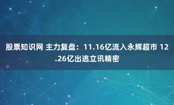 股票知识网 主力复盘：11.16亿流入永辉超市 12.26亿出逃立讯精密